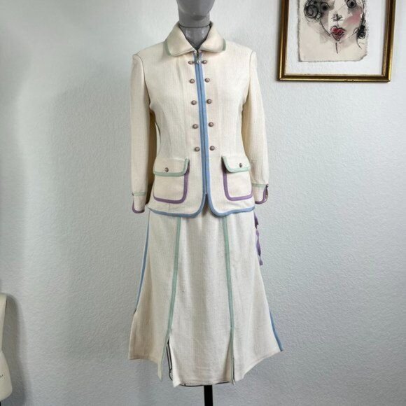 St John Spring 05 Pastel Ribbon Santana Knit Skirt - Picture 10 of 12